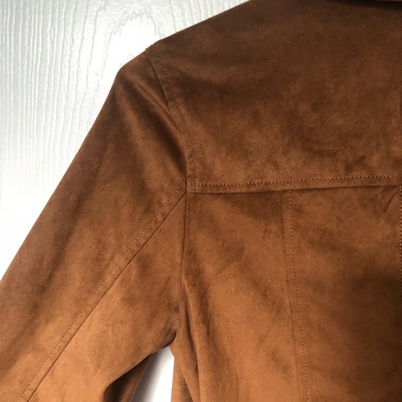 Skyes the Limit Suede Brown Tie In Back Zip up Jacket Size Small - Picture 6 of 10